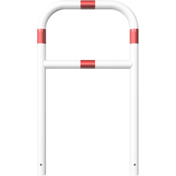 Protective bar made of steel tubing |  60 x 2.5 mm | with crossbar | total width: 700 mm | total height: 1200 mm | hot-dip galvanized and white coatedwith red reflecting stripes